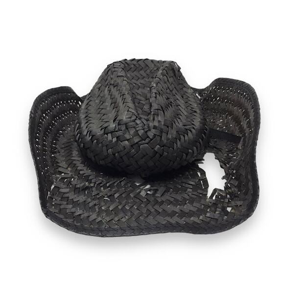 Brixton Houston Straw Cowboy Hat S/M Womens Black Full Brim Fedora NWD - Picture 2 of 8